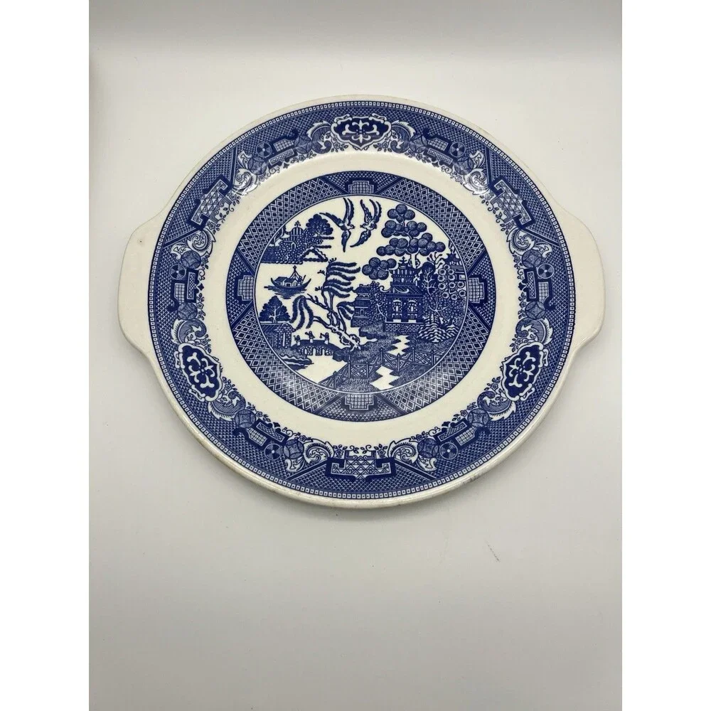Vintage Blue Willow Ware by Royal China, serving platter with tab handles
